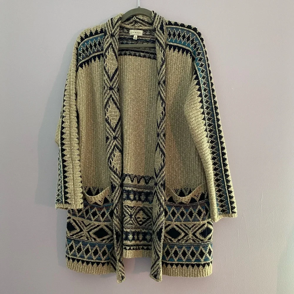 Diamond Print Open Long Cardigan - Picture 3 of 5